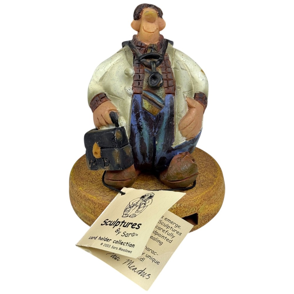 Doctor Man Card Holder Collection Sara Meadows Artist 2003 Figurine Sculpture - Picture 2 of 10